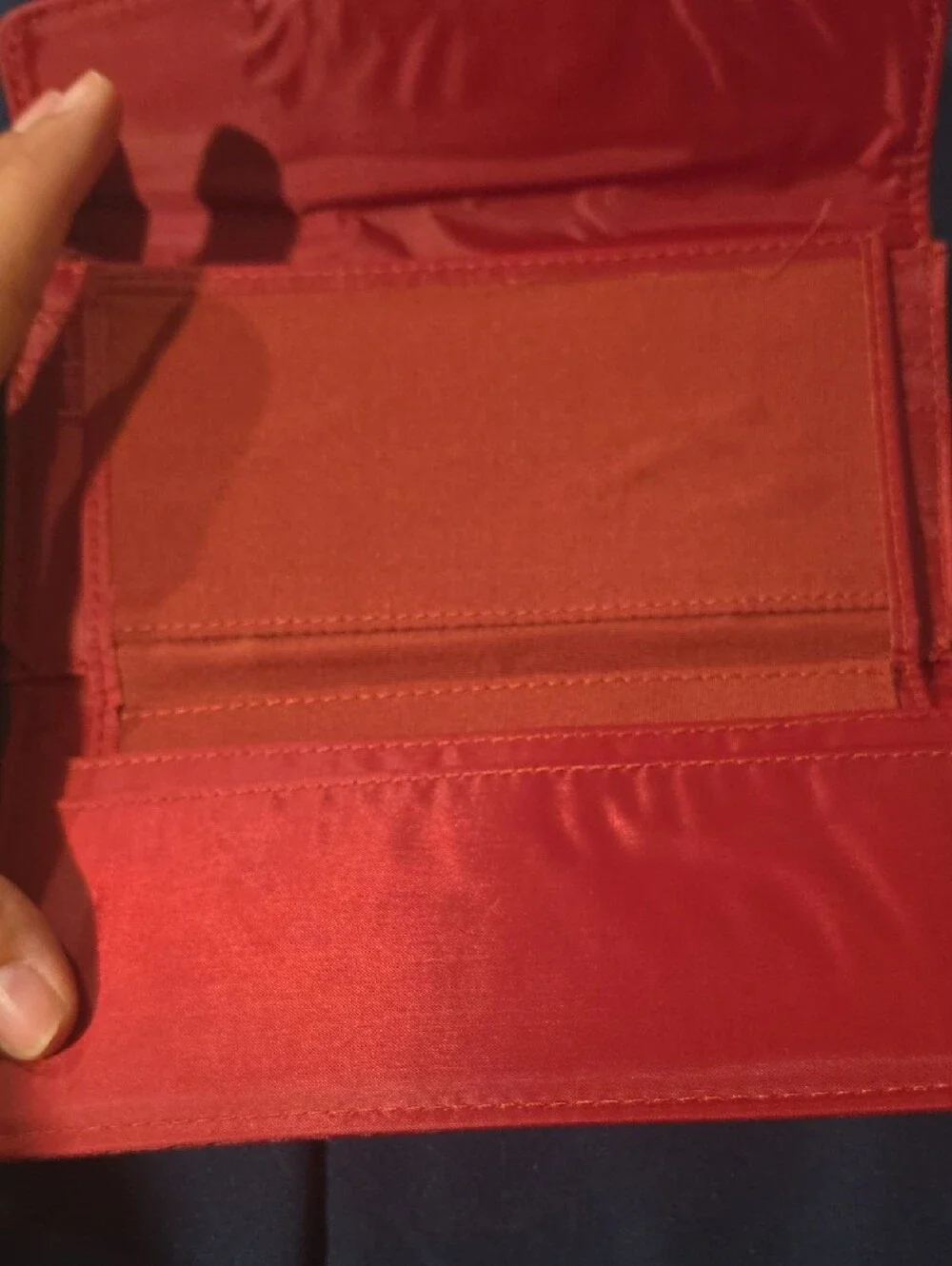 Red Croc-Embossed Clutch Wallet with Silver Accent